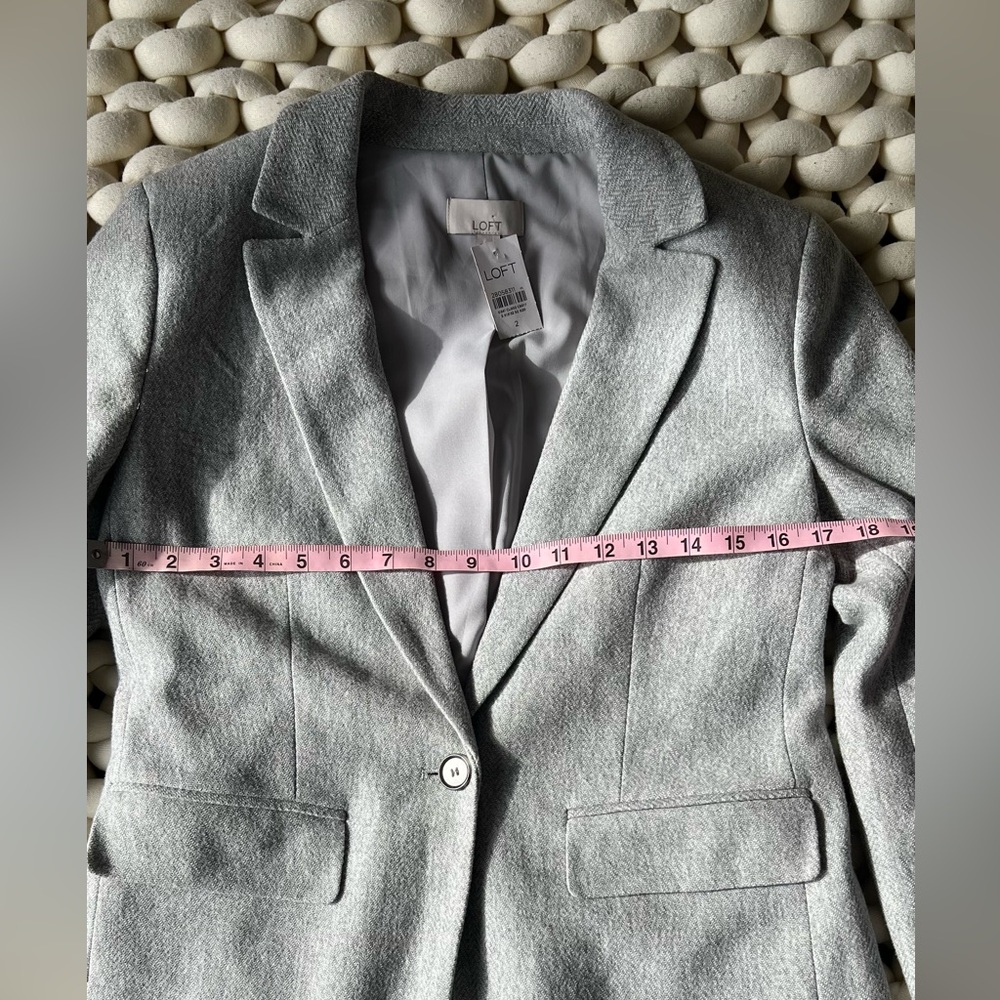 Loft - Grey Cotton Blazer Size 2 NWT - Picture 5 of 7